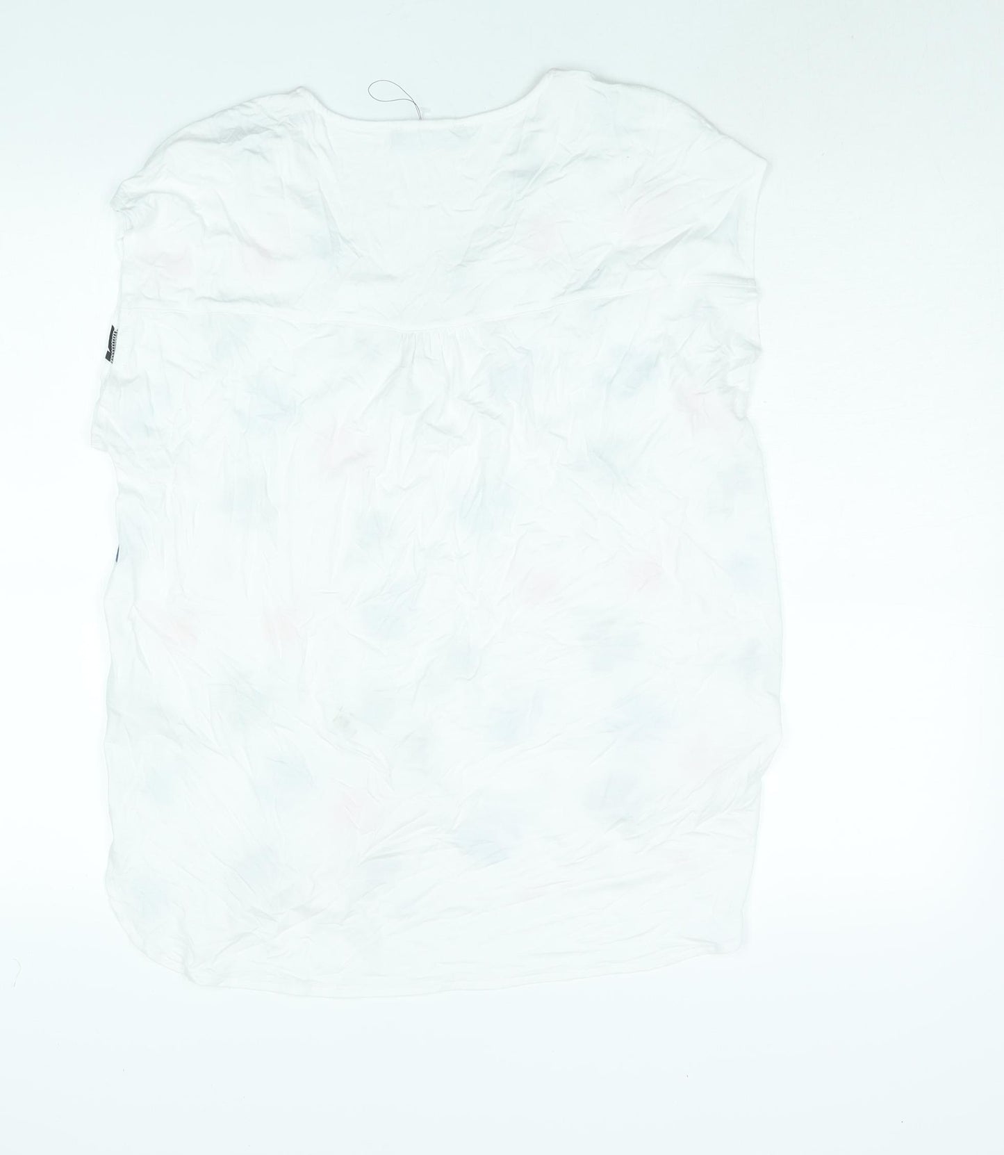 Marks and Spencer Womens White Viscose Basic Blouse Size 14 V-Neck - Floral Print