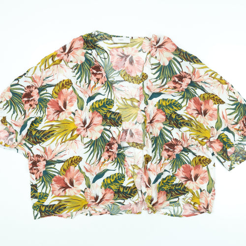 NEXT Womens Multicoloured Floral Viscose Kimono Blouse Size L V-Neck