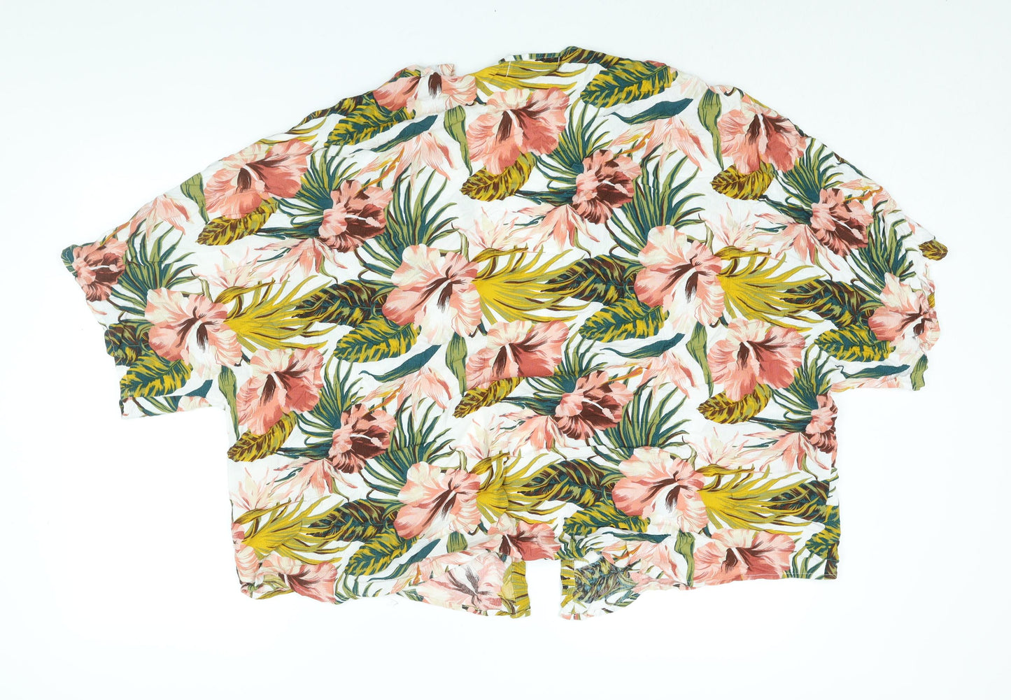 NEXT Womens Multicoloured Floral Viscose Kimono Blouse Size L V-Neck