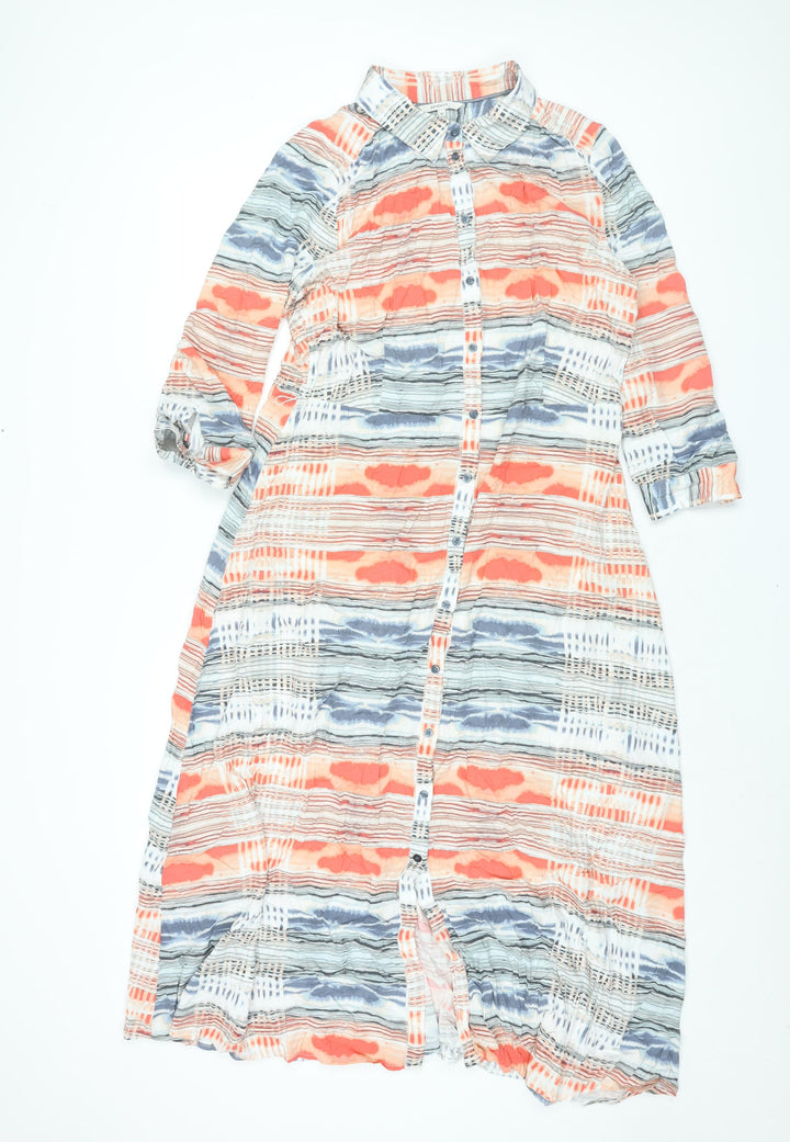 Sandwich Womens Multicoloured Geometric Viscose Shirt Dress Size 14 Collared Button
