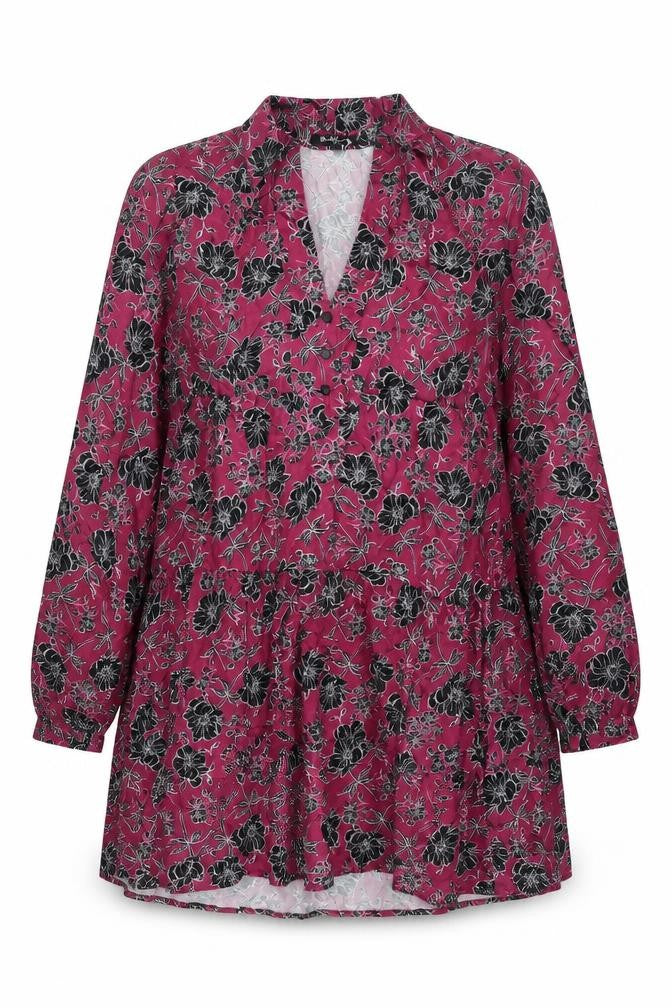 Velvet Heart Womens Purple Floral Cupro Shift Size XL Collared Button - Smocked