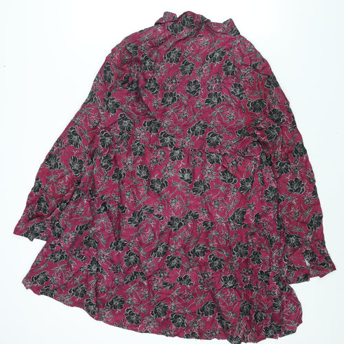 Velvet Heart Womens Purple Floral Cupro Shift Size XL Collared Button - Smocked