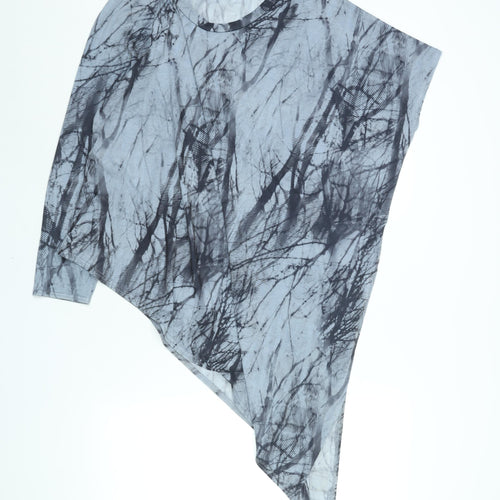 A Postcard From Brighton Womens Blue Geometric Polyester Basic Blouse Size 10 Round Neck - Asymmetric Size 10-12