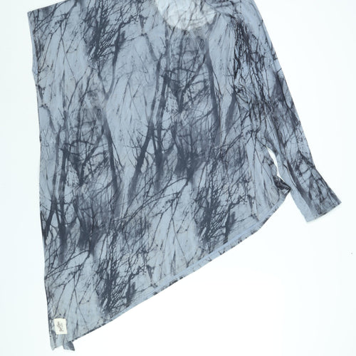 A Postcard From Brighton Womens Blue Geometric Polyester Basic Blouse Size 10 Round Neck - Asymmetric Size 10-12
