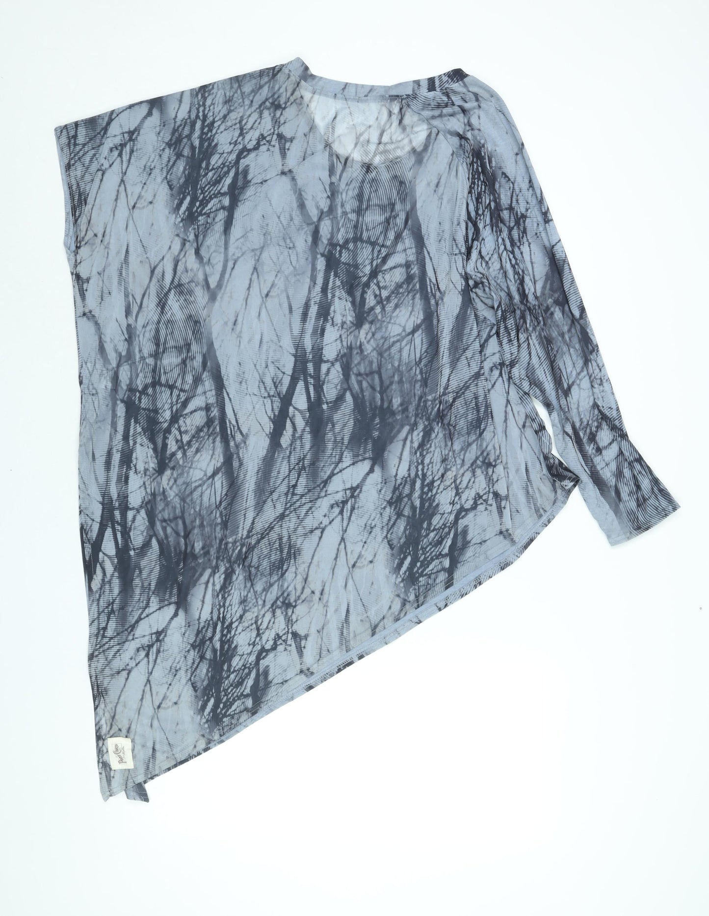 A Postcard From Brighton Womens Blue Geometric Polyester Basic Blouse Size 10 Round Neck - Asymmetric Size 10-12