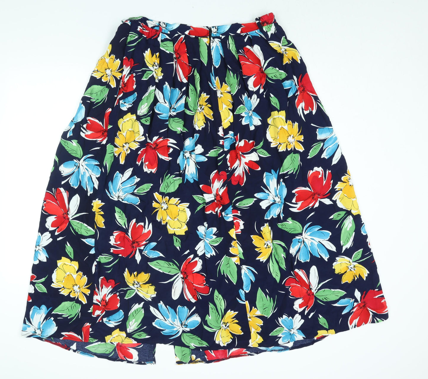 C&A Womens Multicoloured Floral Viscose A-Line Skirt Size 16 Zip - Button