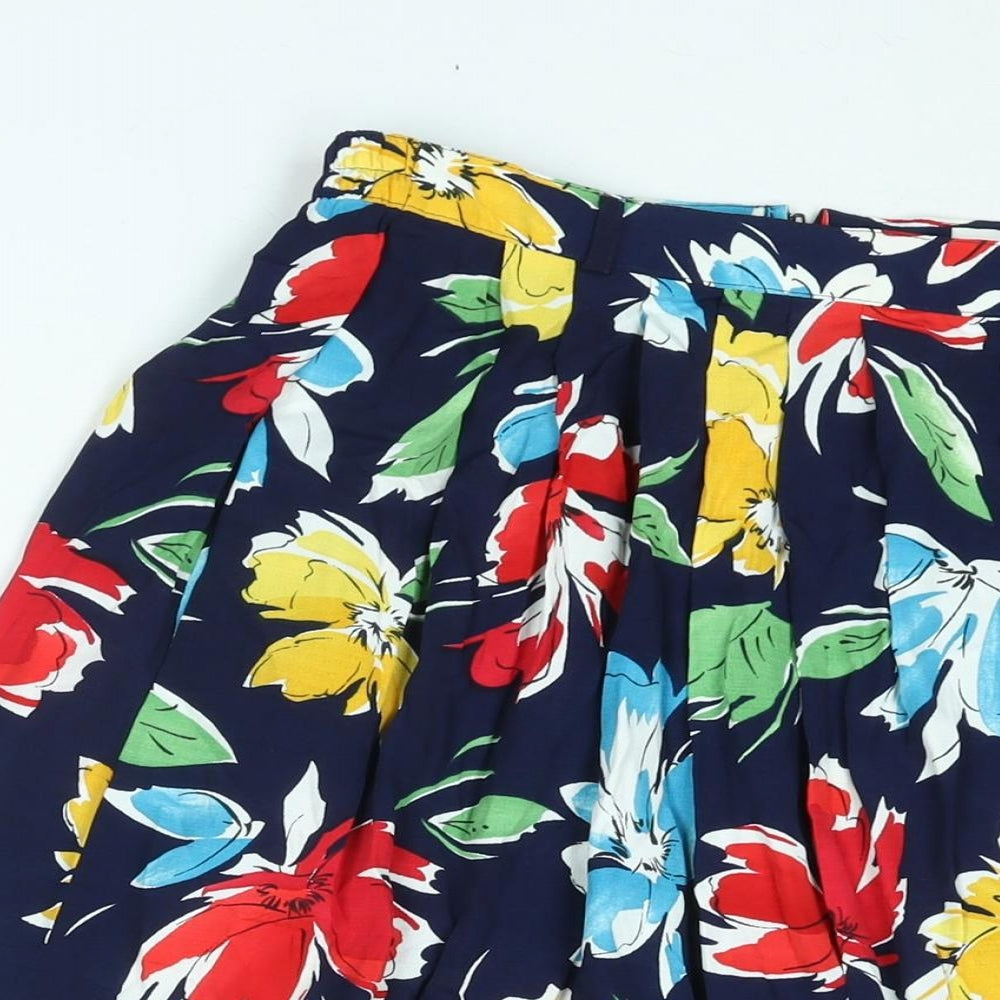 C&A Womens Multicoloured Floral Viscose A-Line Skirt Size 16 Zip - Button