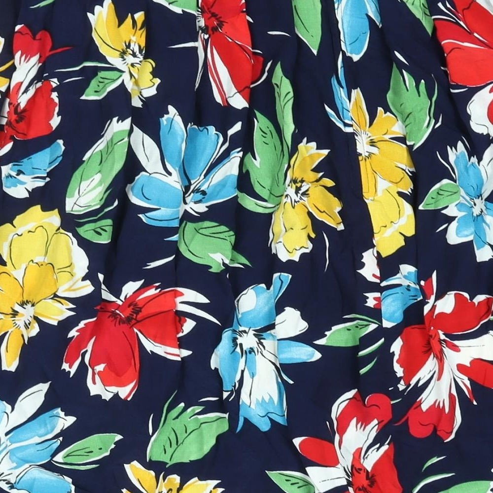 C&A Womens Multicoloured Floral Viscose A-Line Skirt Size 16 Zip - Button