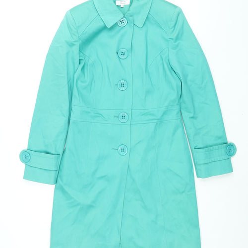 Debenhams Womens Blue Overcoat Coat Size 8 Button