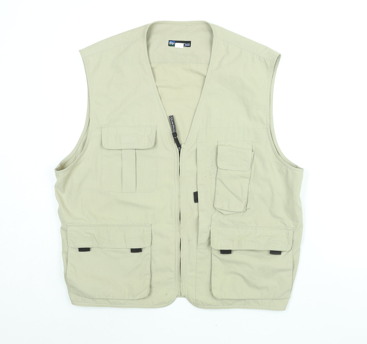 Quechua Mens Beige Jacket Waistcoat Size XL Zip - Pocket