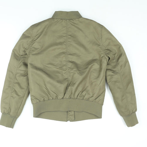 H&M Girls Green Bomber Jacket Jacket Size 14 Years Zip - Applique Badge