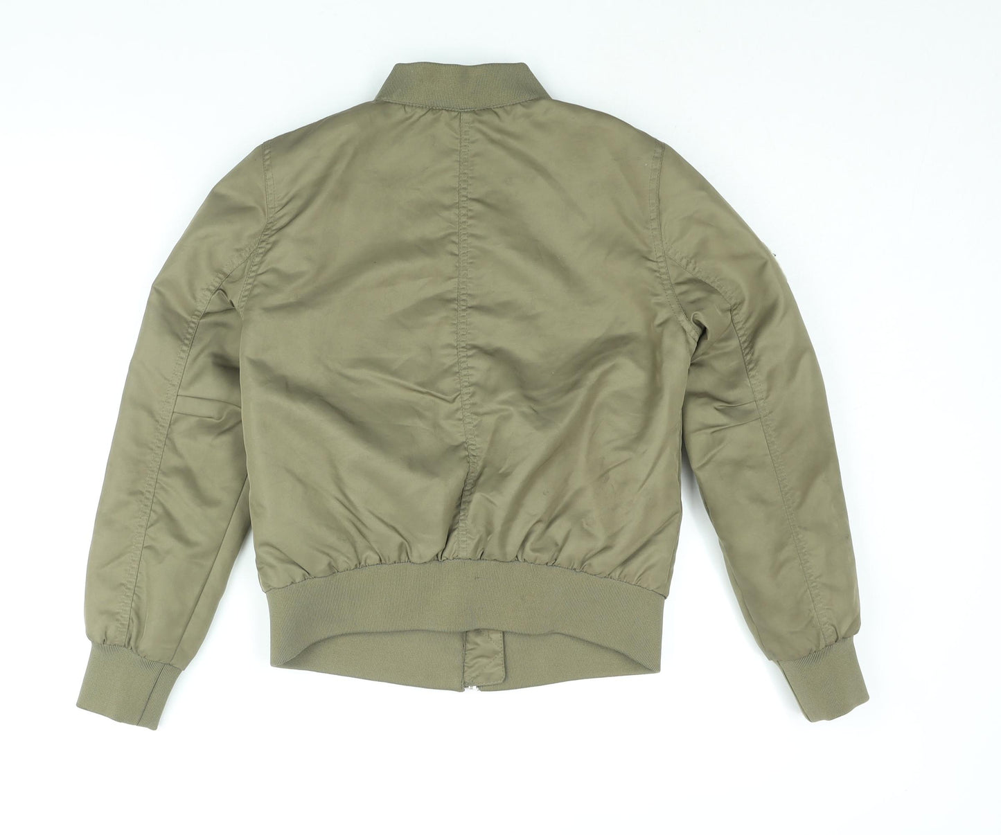 H&M Girls Green Bomber Jacket Jacket Size 14 Years Zip - Applique Badge
