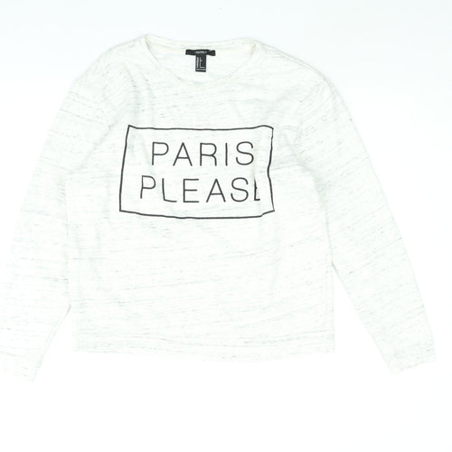 FOREVER 21 Womens White Polyester Pullover Sweatshirt Size S Pullover - Paris Please