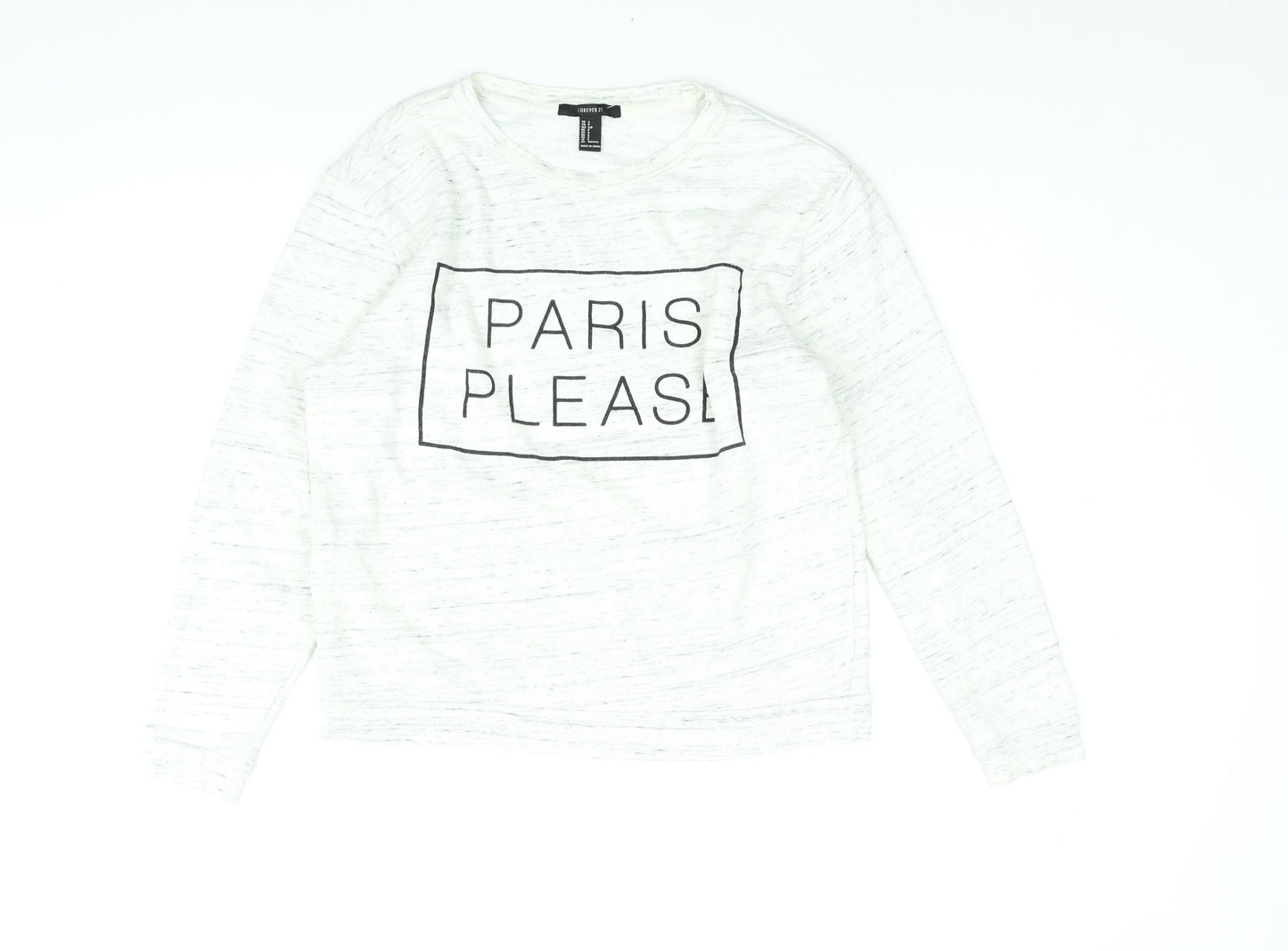 FOREVER 21 Womens White Polyester Pullover Sweatshirt Size S Pullover - Paris Please