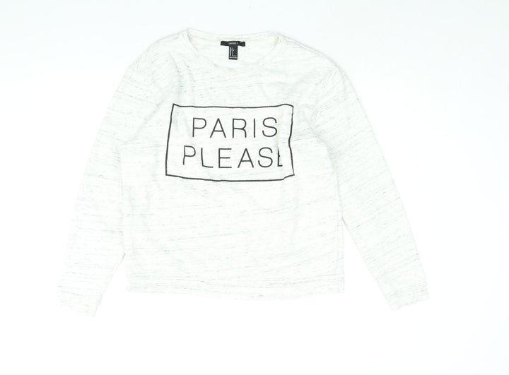 FOREVER 21 Womens White Polyester Pullover Sweatshirt Size S Pullover - Paris Please