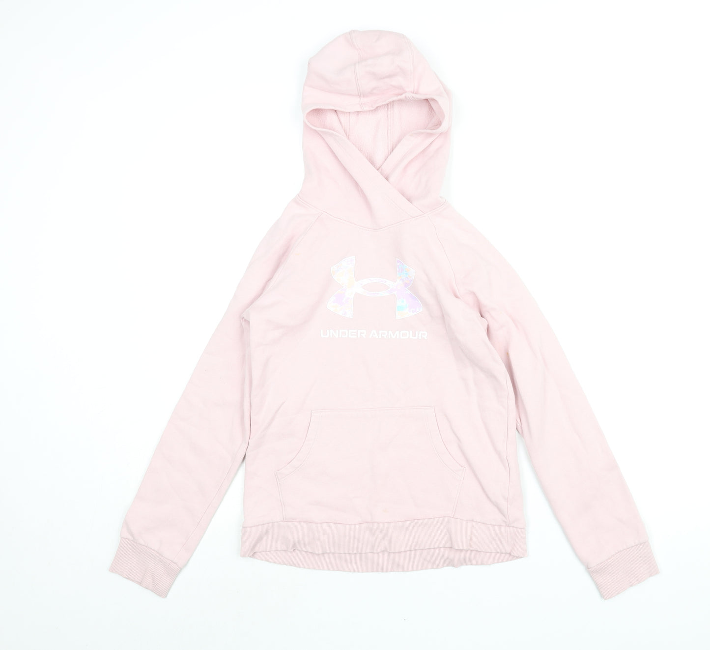 Under armour Girls Pink Polyester Pullover Hoodie Size L Pullover - Logo