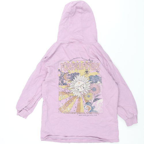NEXT Girls Pink Cotton Pullover Sweatshirt Size 10 Years Pullover - Back Sun Print