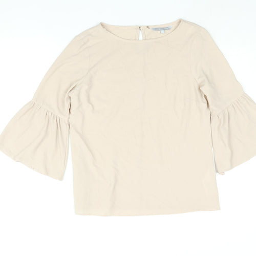 Red Herring Womens Beige Polyester Basic Blouse Size 10 Round Neck - Bell Sleeve