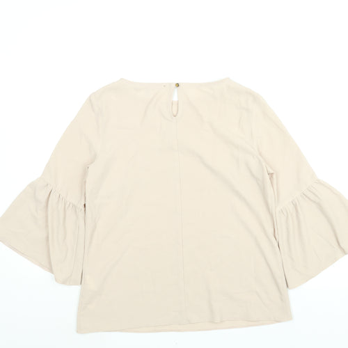 Red Herring Womens Beige Polyester Basic Blouse Size 10 Round Neck - Bell Sleeve