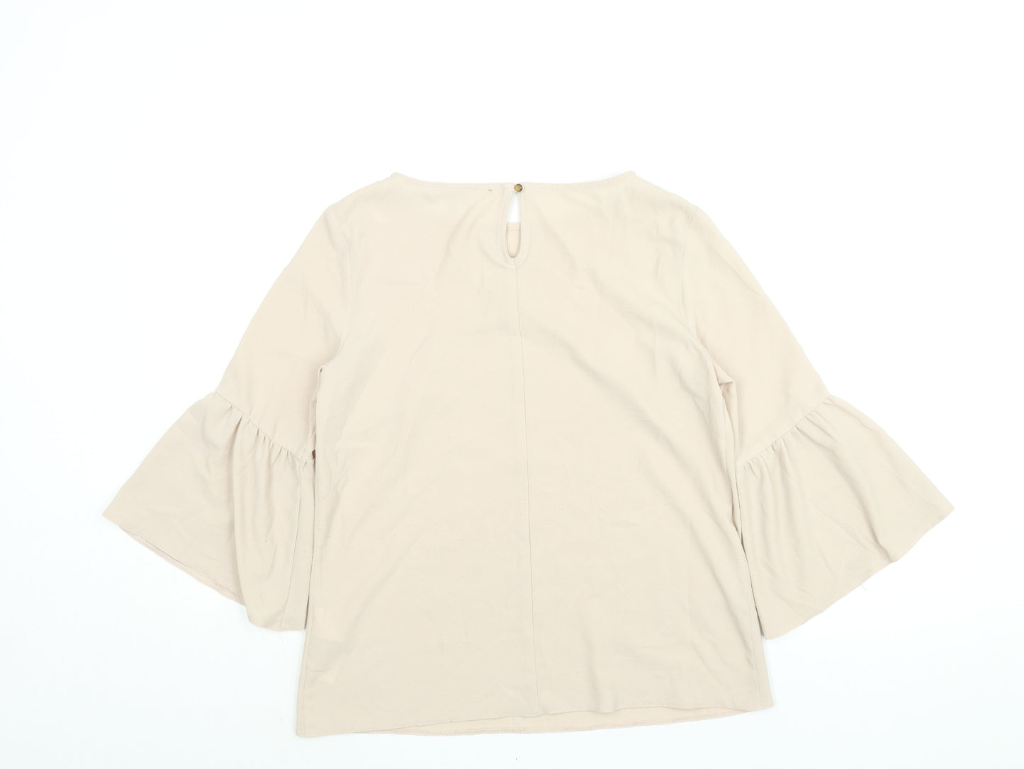 Red Herring Womens Beige Polyester Basic Blouse Size 10 Round Neck - Bell Sleeve