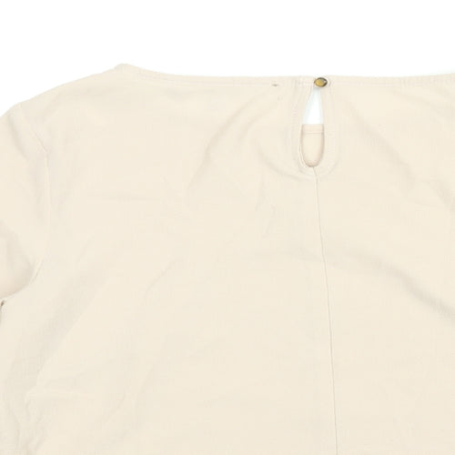 Red Herring Womens Beige Polyester Basic Blouse Size 10 Round Neck - Bell Sleeve
