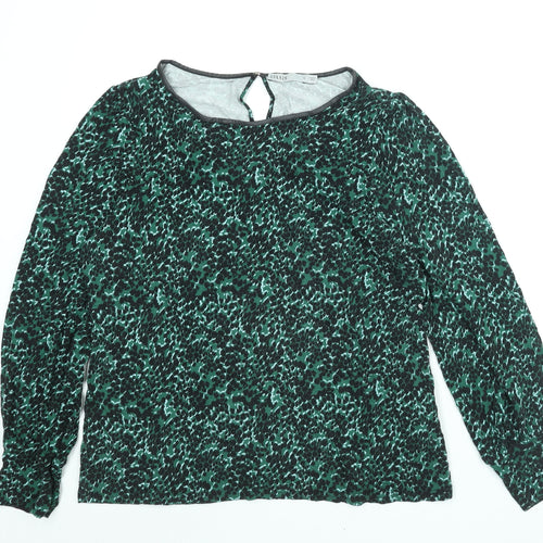 Oasis Womens Green Geometric Viscose Basic Blouse Size XL Boat Neck