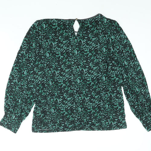 Oasis Womens Green Geometric Viscose Basic Blouse Size XL Boat Neck