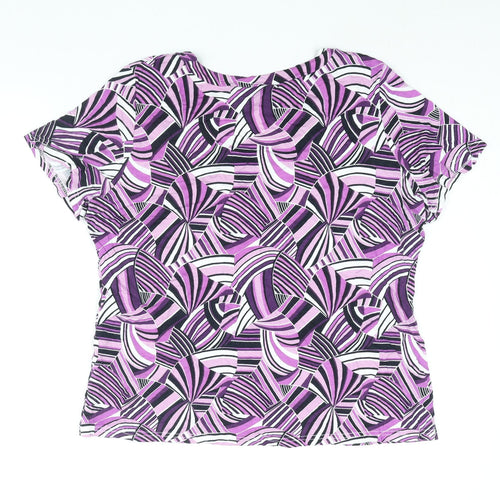 Autonomy Womens Orange Geometric Viscose Basic Blouse Size 18 V-Neck