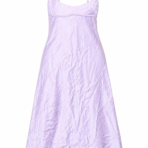 Zara Womens Purple Polyester Slip Dress Size L Scoop Neck Zip
