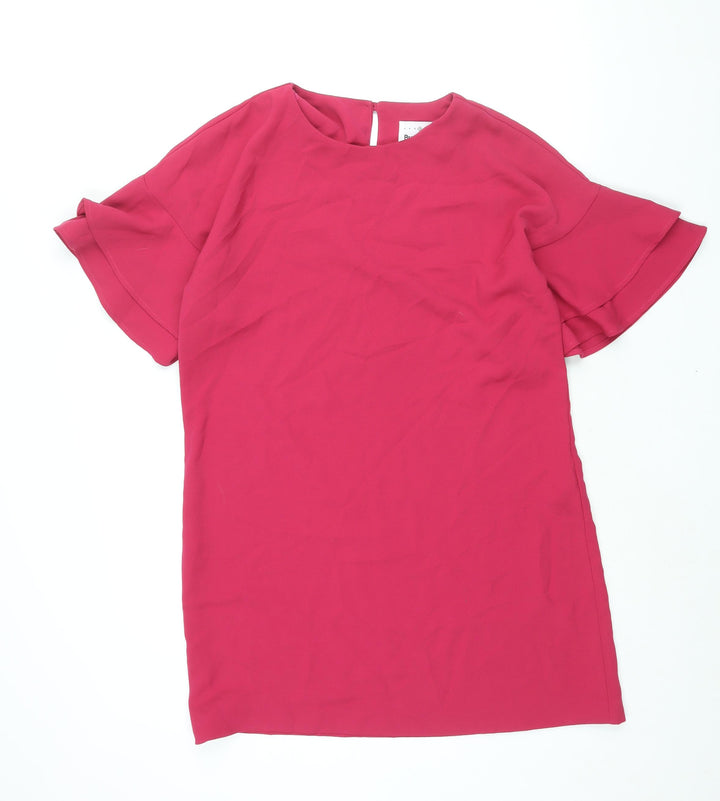 Brand Attic Womens Pink Polyester Shift Size 12 Round Neck Button - Frill