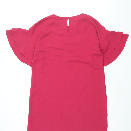 Brand Attic Womens Pink Polyester Shift Size 12 Round Neck Button - Frill