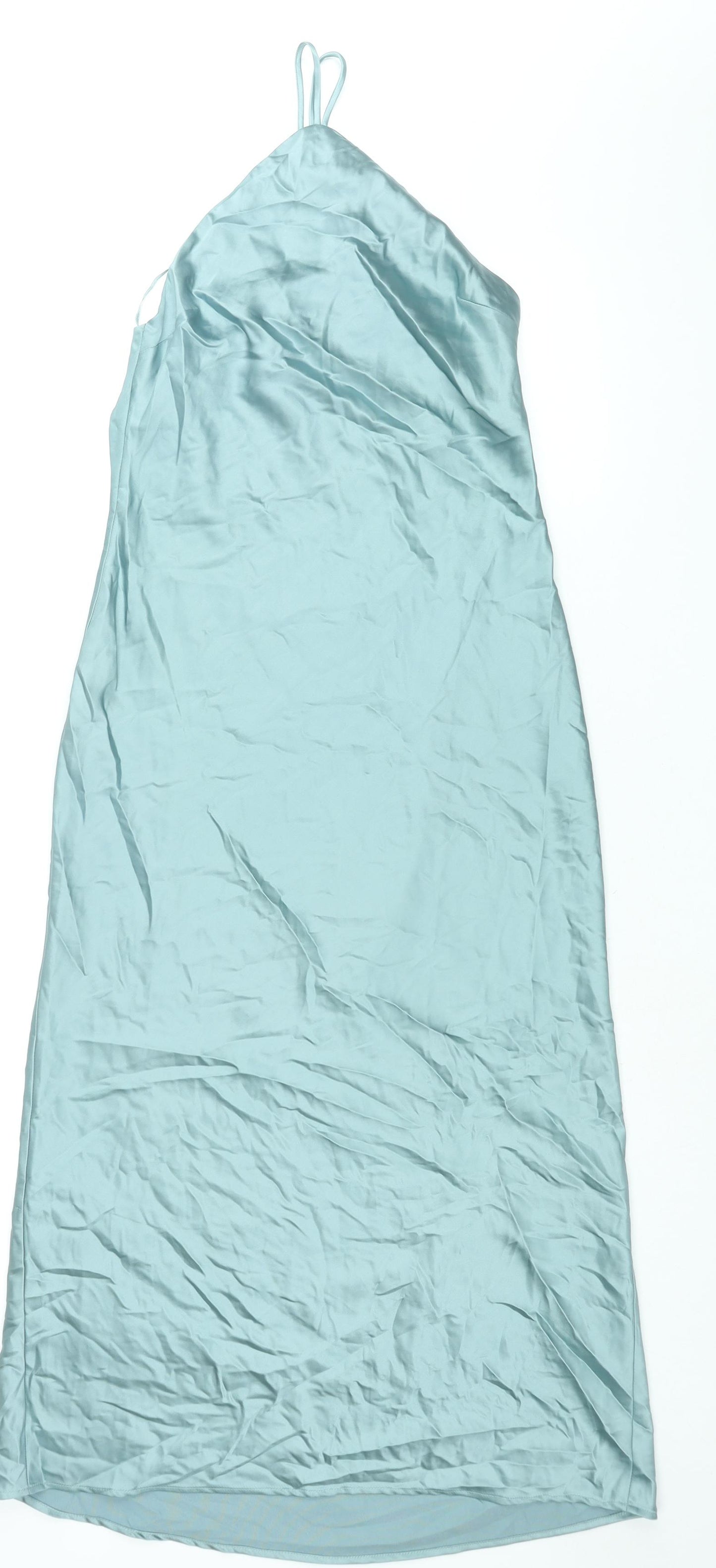 Zara Womens Blue Polyester Slip Dress Size XS Halter Pullover
