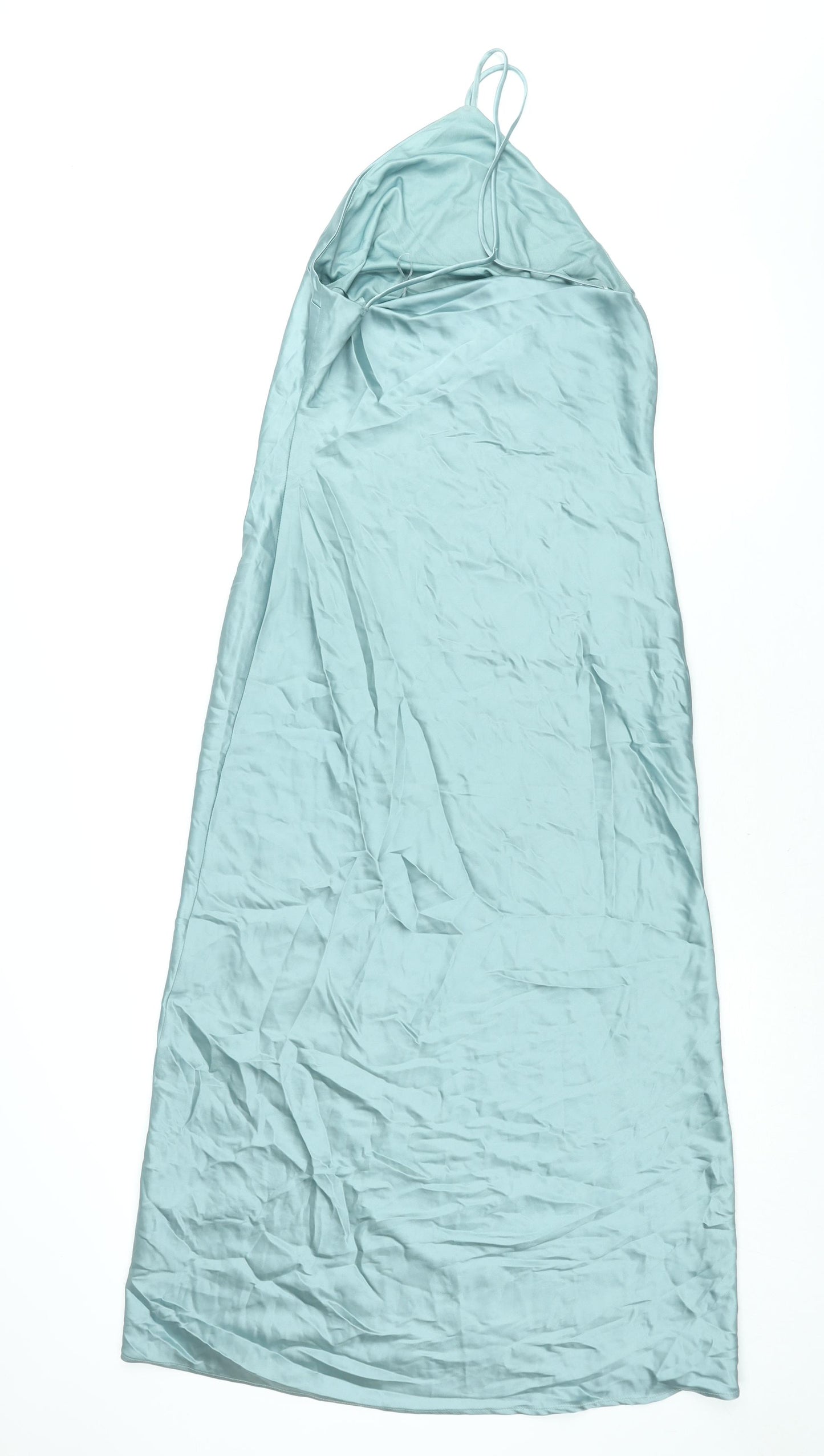 Zara Womens Blue Polyester Slip Dress Size XS Halter Pullover