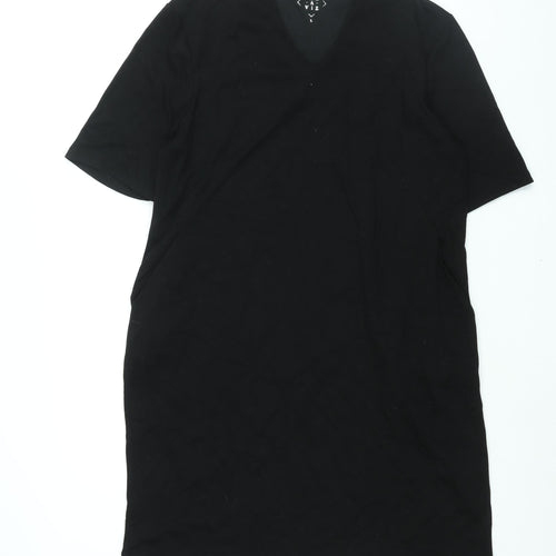 Viz-A-Viz Womens Black Polyester Sheath Size L V-Neck Pullover
