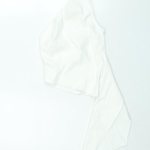 Zara Womens White Polyester Basic Blouse Size S One Shoulder - Asymmetric Hem