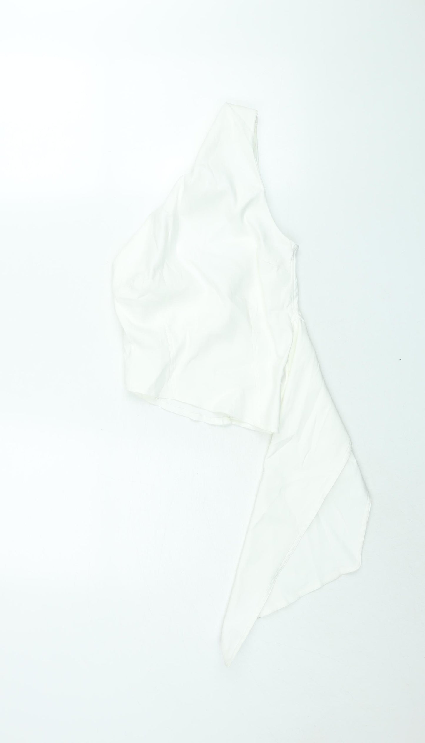 Zara Womens White Polyester Basic Blouse Size S One Shoulder - Asymmetric Hem