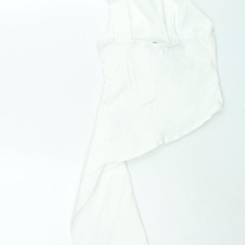 Zara Womens White Polyester Basic Blouse Size S One Shoulder - Asymmetric Hem