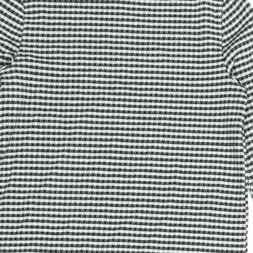 Miss Selfridge Womens Black Check Polyester Tunic Blouse Size 6 Mock Neck - Side Slits