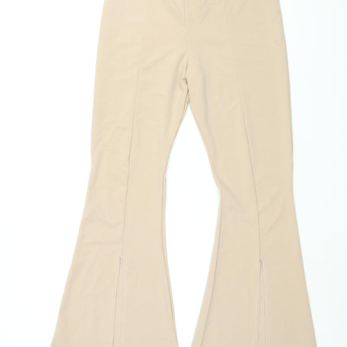 PRETTYLITTLETHING Womens Beige Polyester Trousers Size 14 L33 in Regular - Vented