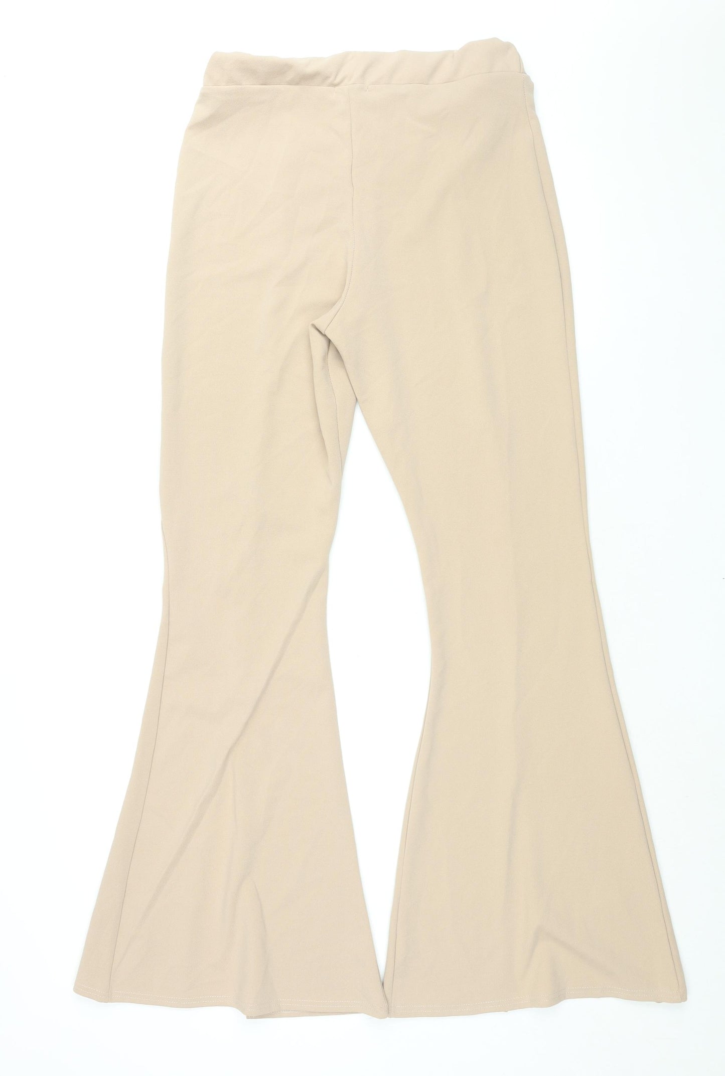 PRETTYLITTLETHING Womens Beige Polyester Trousers Size 14 L33 in Regular - Vented