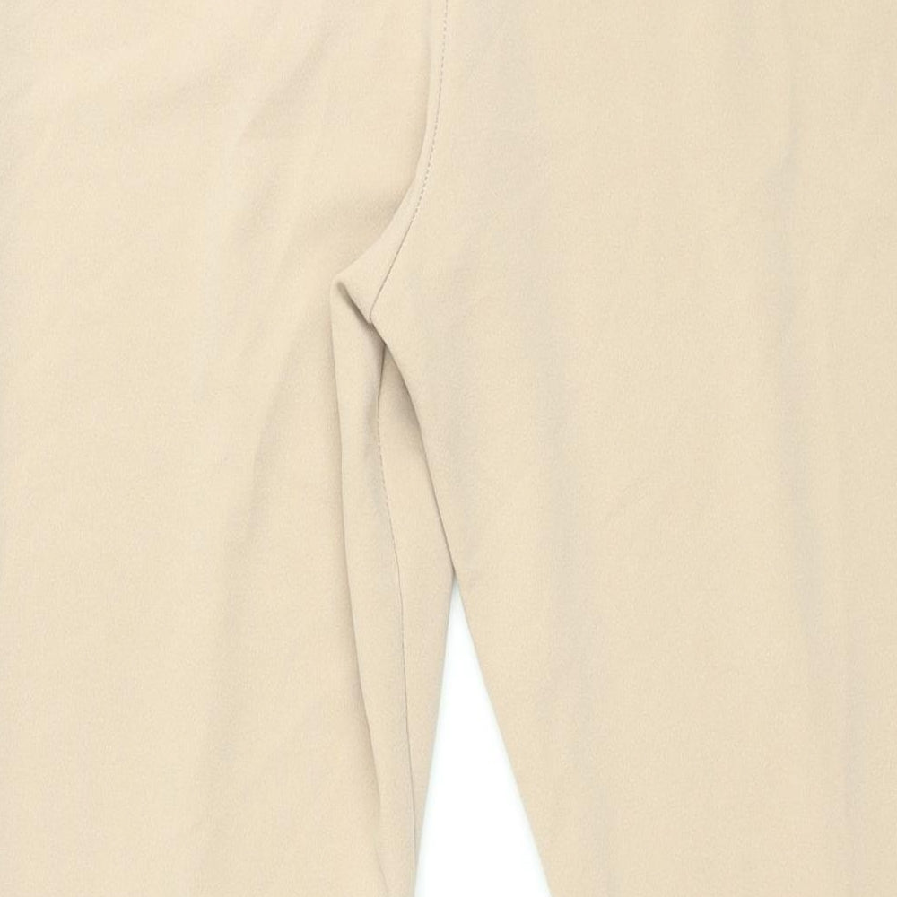 PRETTYLITTLETHING Womens Beige Polyester Trousers Size 14 L33 in Regular - Vented