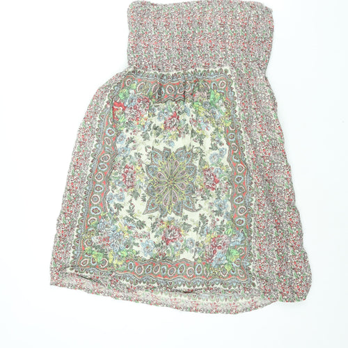 New Look Womens Multicoloured Geometric Cotton A-Line Size 12 Square Neck Pullover
