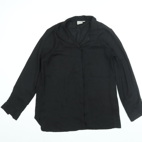ASOS Womens Black Polyester Basic Button-Up Size 8 Collared