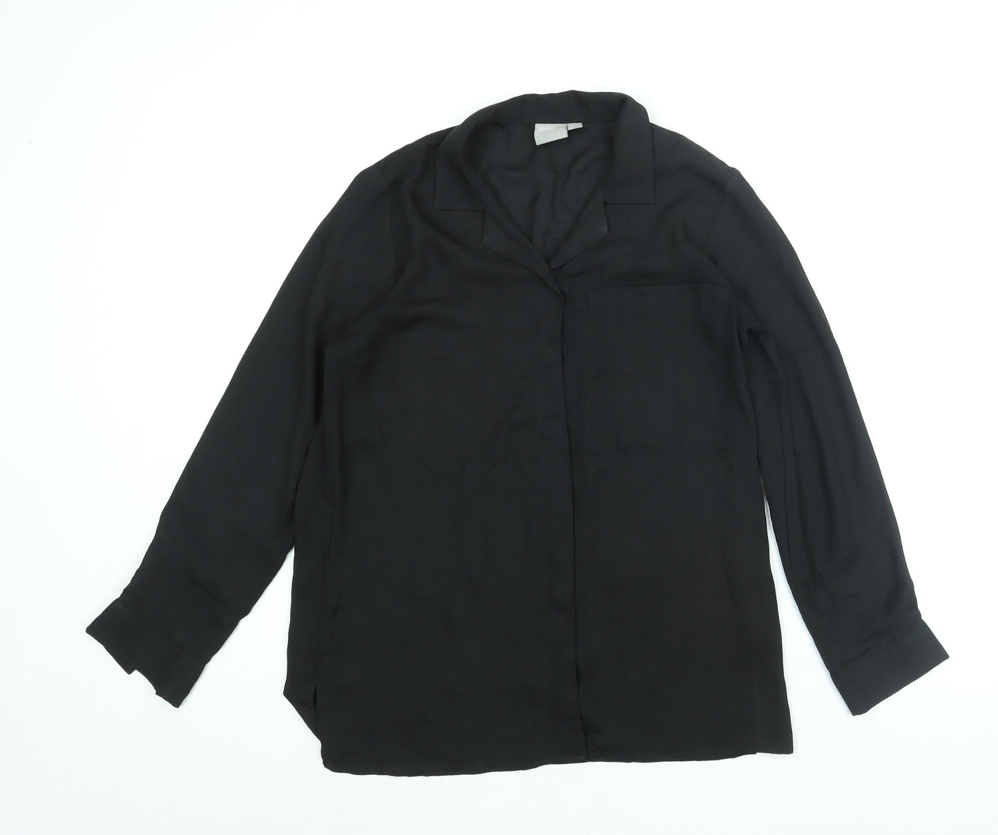 ASOS Womens Black Polyester Basic Button-Up Size 8 Collared