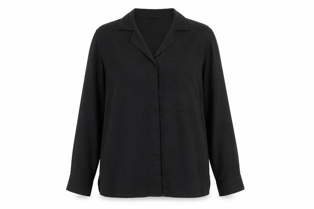 ASOS Womens Black Polyester Basic Button-Up Size 8 Collared