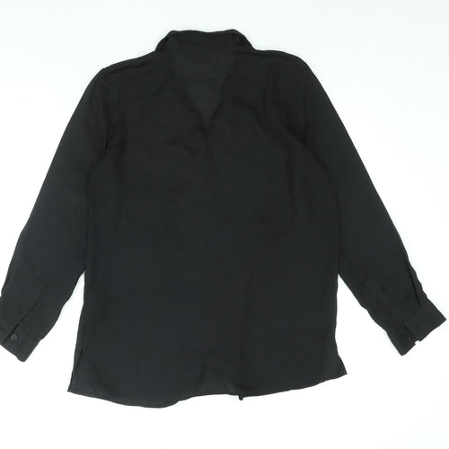 ASOS Womens Black Polyester Basic Button-Up Size 8 Collared