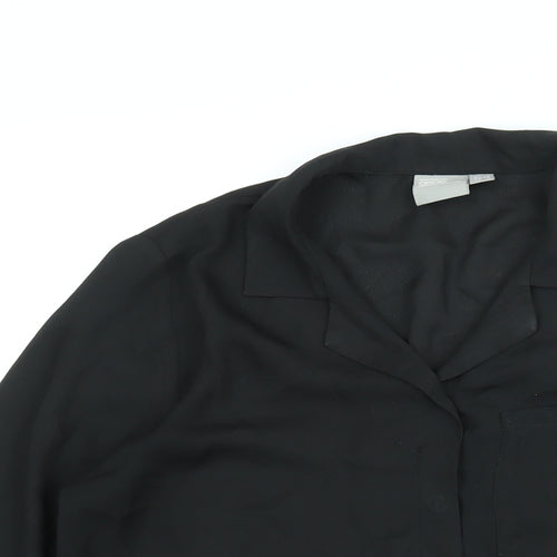 ASOS Womens Black Polyester Basic Button-Up Size 8 Collared