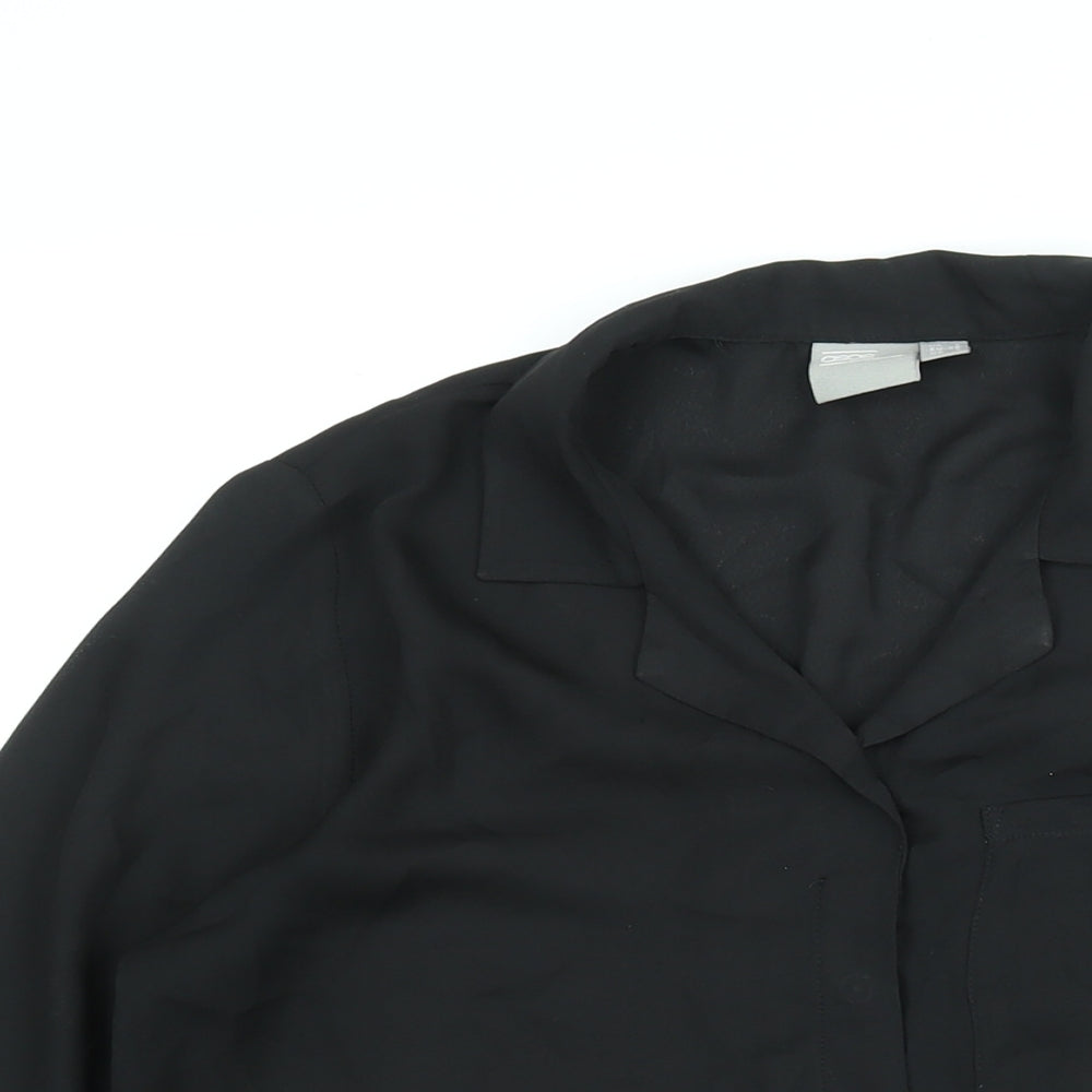 ASOS Womens Black Polyester Basic Button-Up Size 8 Collared