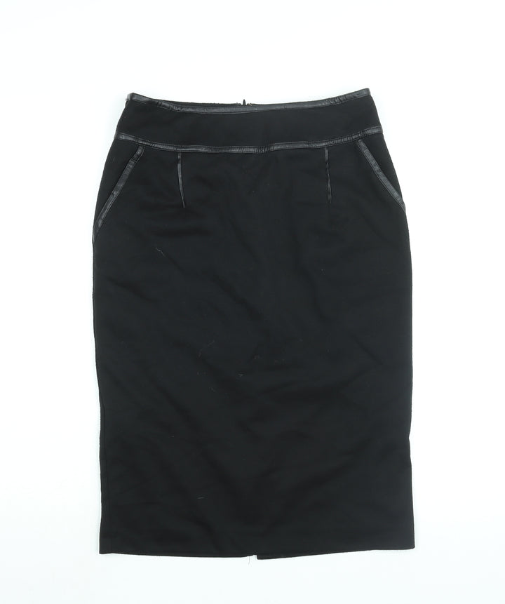 Simon Jefferey Womens Black Polyester Straight & Pencil Skirt Size 12 Zip
