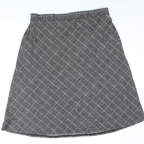 Bonmarché Womens Grey Check Polyester A-Line Skirt Size 20